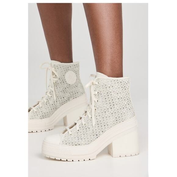 Converse‎ 70 Deluxe DE LUXE Platform Sneaker White Mesh Chunky Heel - Picture 1 of 15
